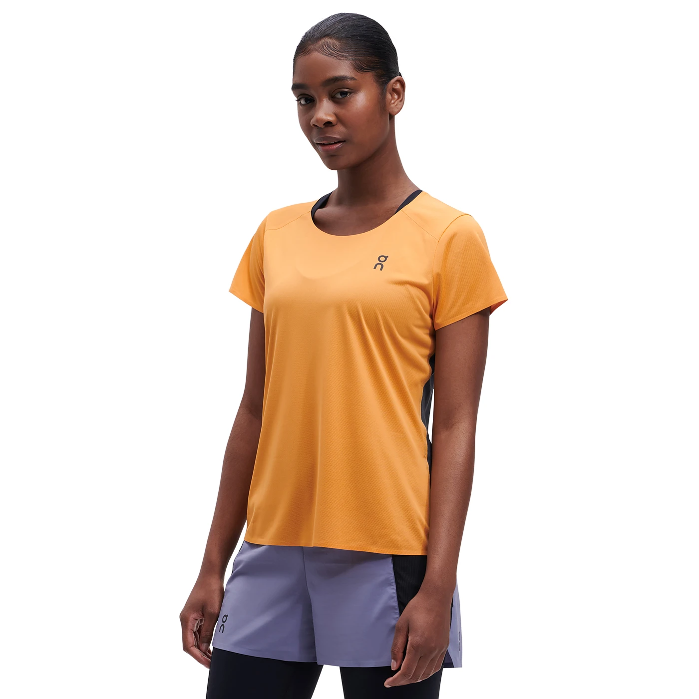 On Running On Performance-T Women Running Shirt - Mango & Black 1 On Running On Performance-T Women Running Shirt - Mango & Black