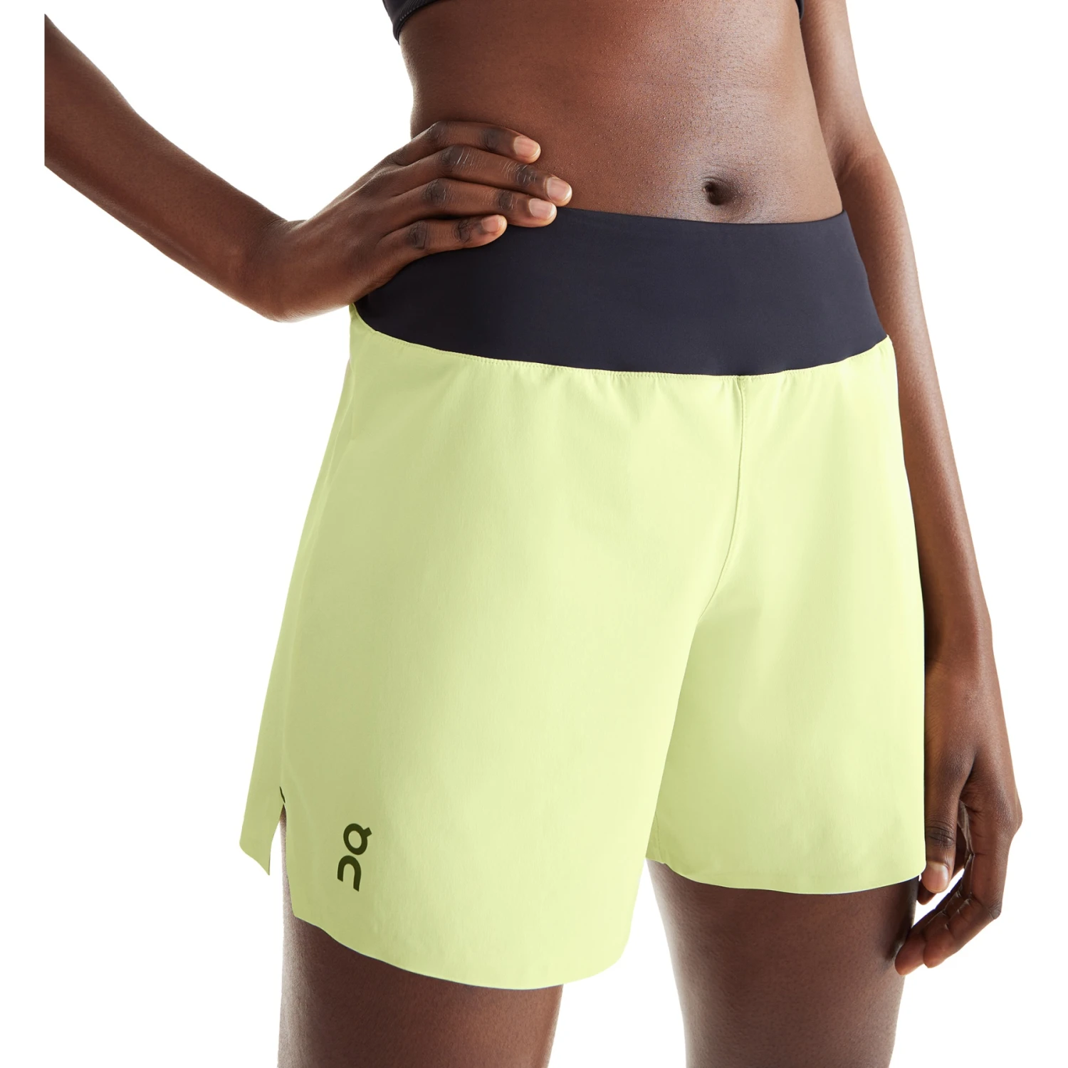 On Running On 5 Inch Running Shorts Women - Hay & Black 3 On Running On 5 Inch Running Shorts Women - Hay & Black - Image 3
