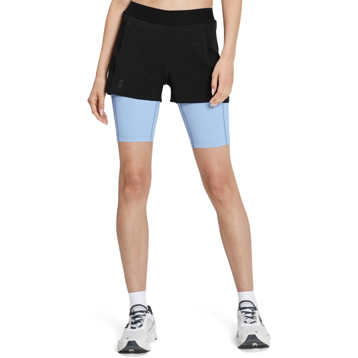 On Running On Active Shorts Women - Black & Stratosphere 1 On Running On Active Shorts Women - Black & Stratosphere