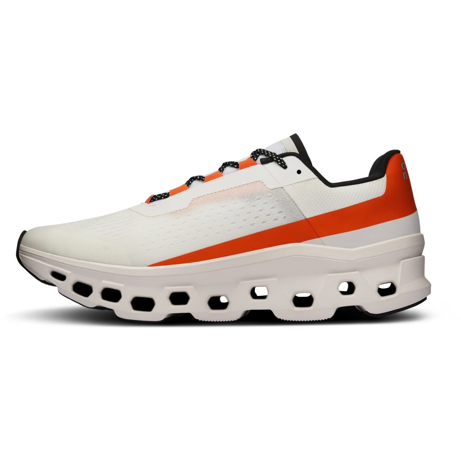 On Running On Cloudmonster Running Shoes - Undyed-White & Flame 6 On Running On Cloudmonster Running Shoes - Undyed-White & Flame - Image 6