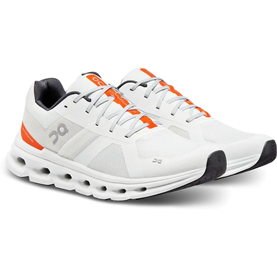 On Running On Cloudrunner Running Shoe - Undyed-White & Flame 1 On Running On Cloudrunner Running Shoe - Undyed-White & Flame