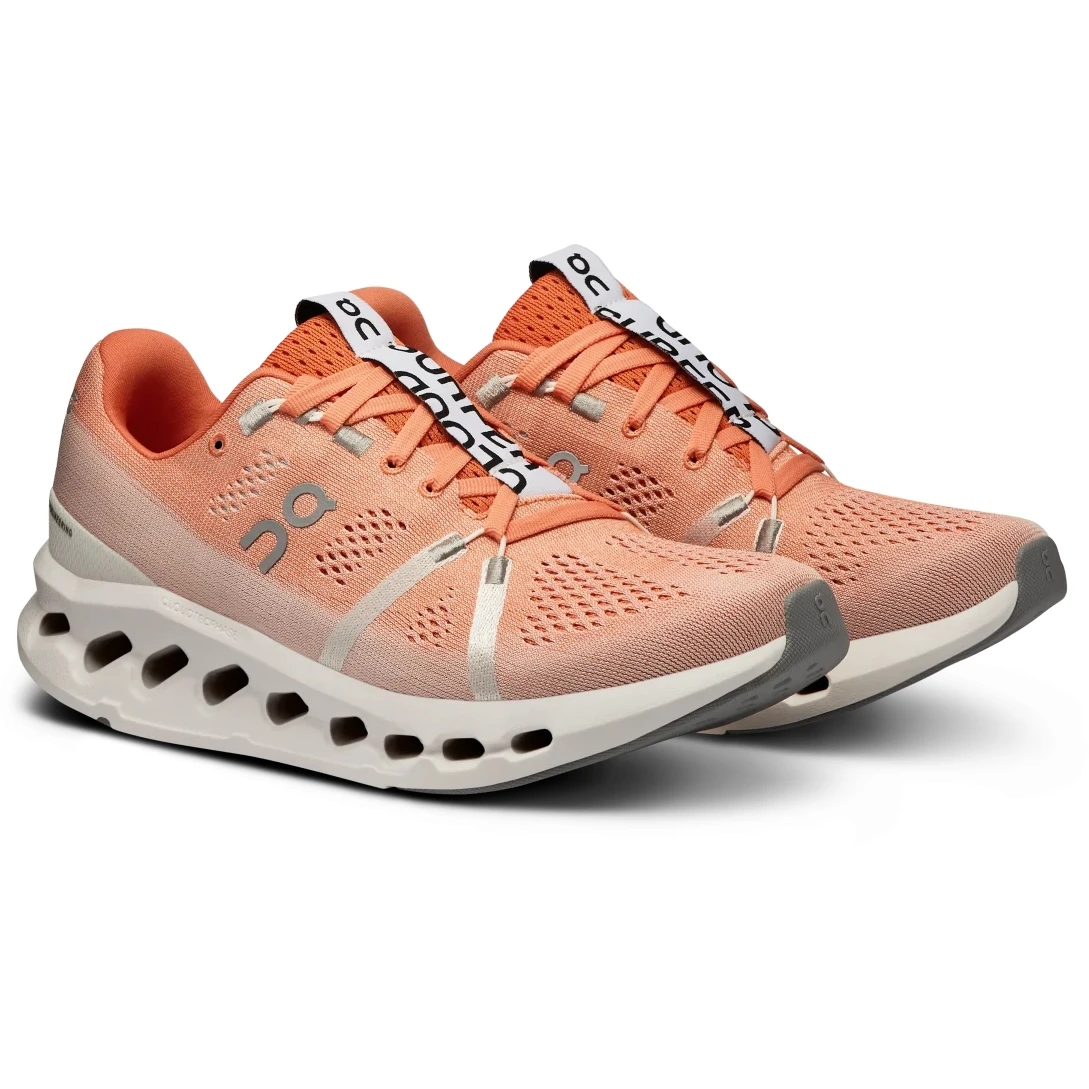 On Running On Cloudsurfer Women's Running Shoes - Flame & White 1 On Running On Cloudsurfer Women's Running Shoes - Flame & White