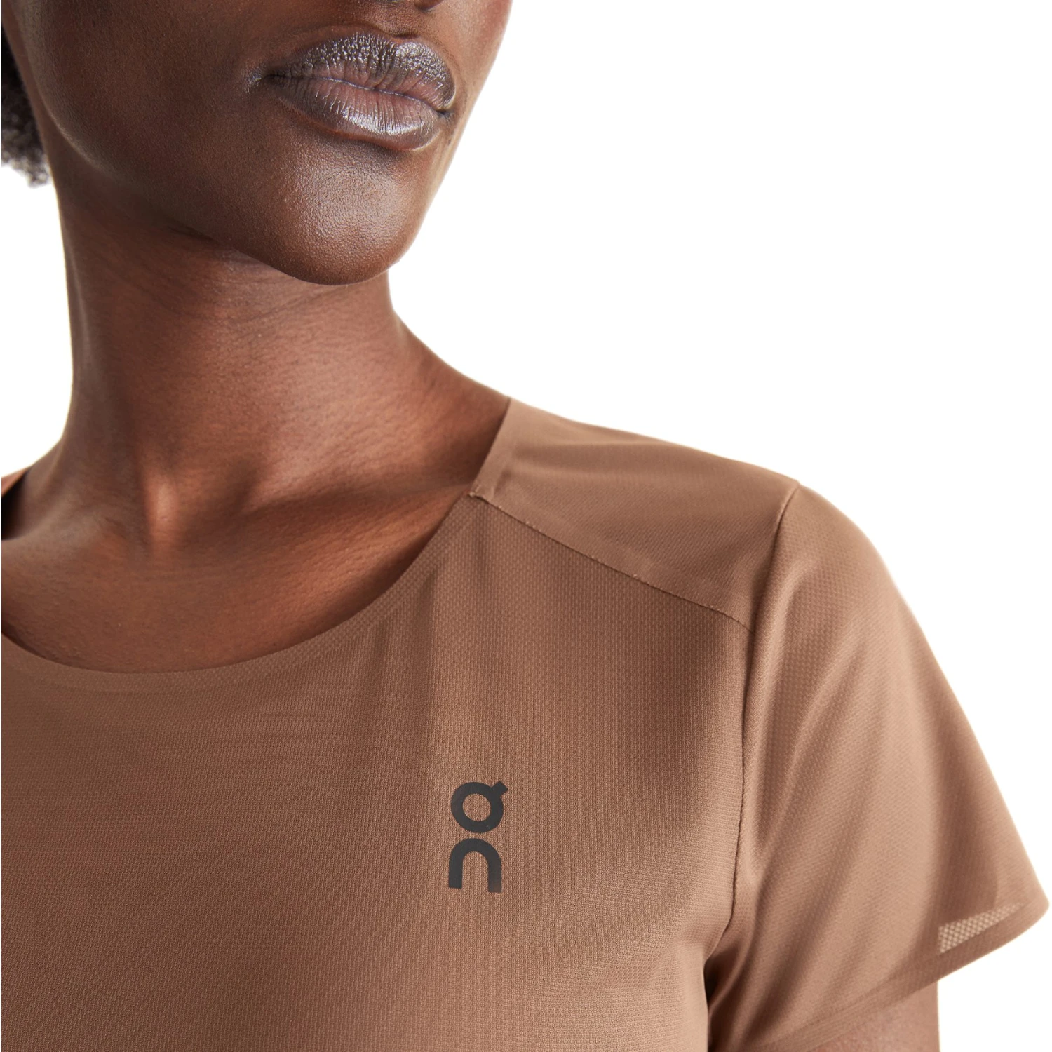 On Running On Performance-T Women Running Shirt - Cocoa & Black 4 On Running On Performance-T Women Running Shirt - Cocoa & Black - Image 4
