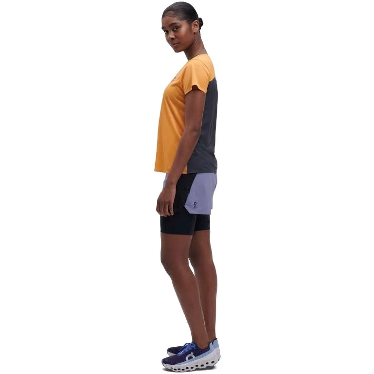 On Running On Performance-T Women Running Shirt - Mango & Black 2 On Running On Performance-T Women Running Shirt - Mango & Black - Image 2