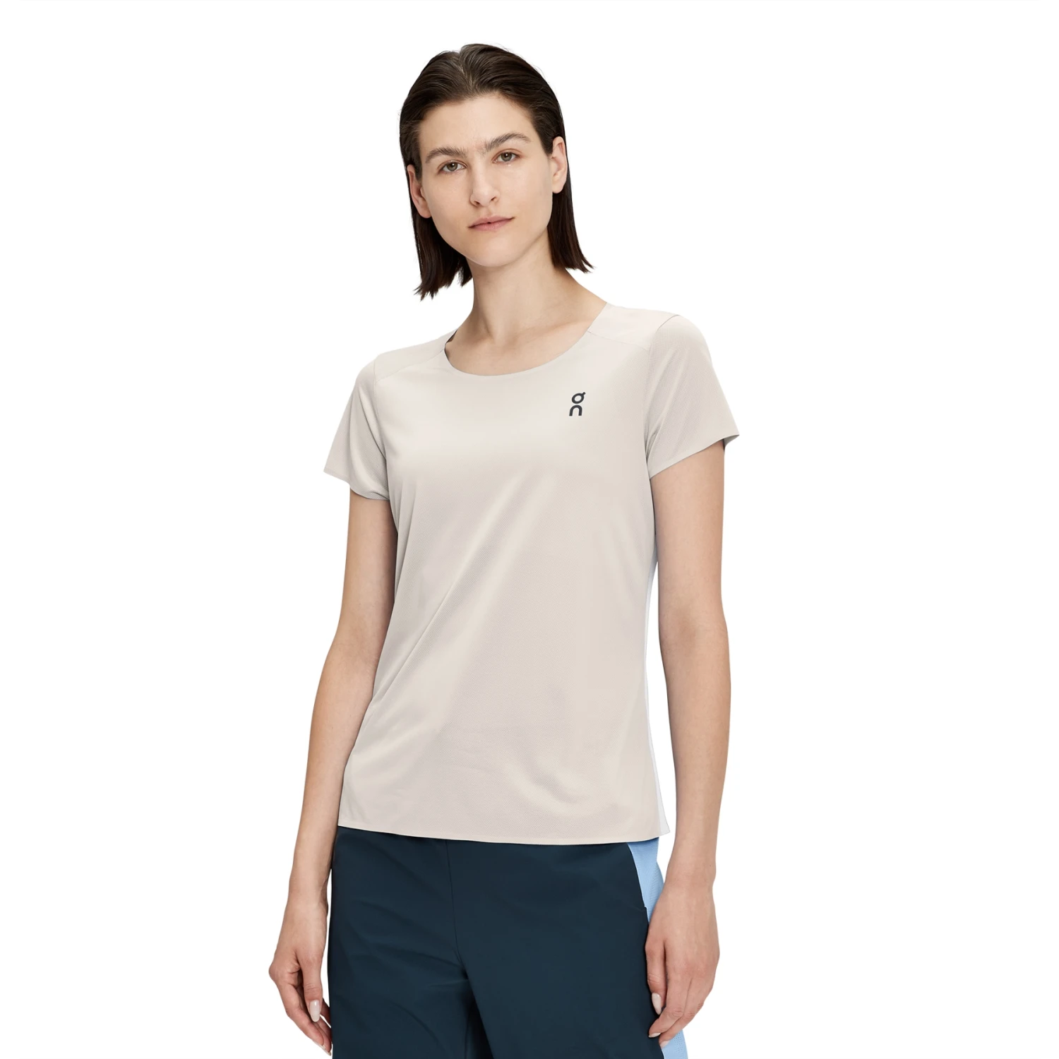 On Running On Performance-T Women Running Shirt - Pearl & Undyed-White 1 On Running On Performance-T Women Running Shirt - Pearl & Undyed-White