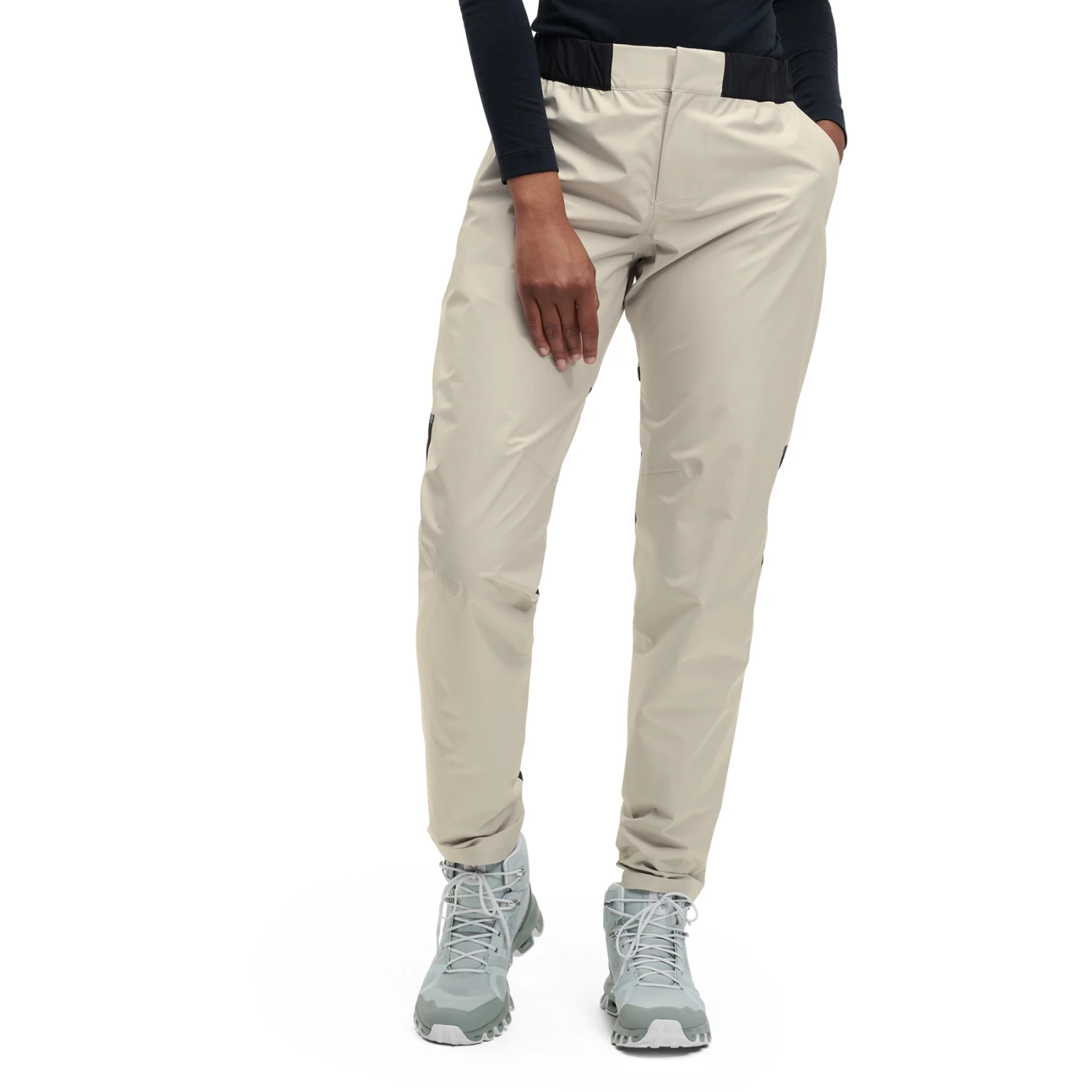 On Running On Storm Pants Women - Pearl & Black 2 On Running On Storm Pants Women - Pearl & Black - Image 2