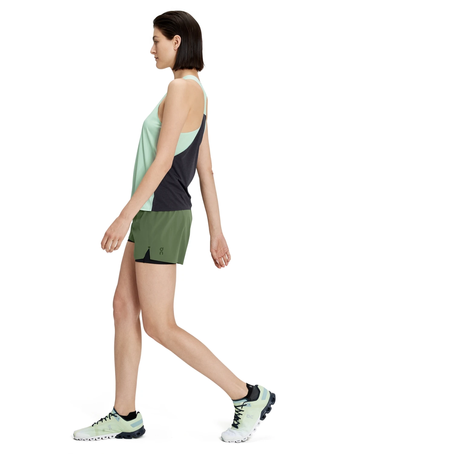 On Running On Tank-T Women Running Shirt - Creek & Black 2 On Running On Tank-T Women Running Shirt - Creek & Black - Image 2