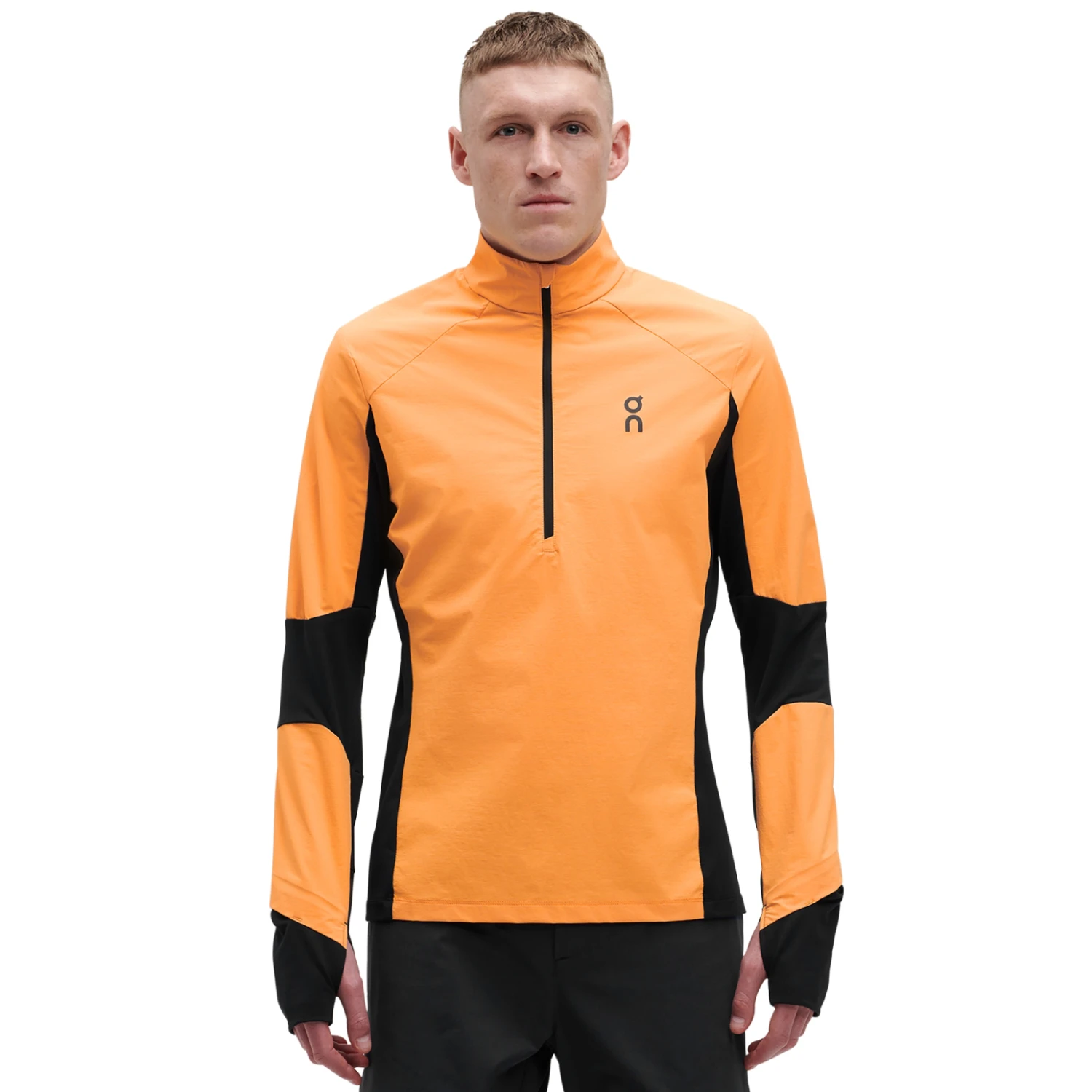 On Running On Trail Breaker Long Sleeve Running Shirt - Mango & Black 1 On Running On Trail Breaker Long Sleeve Running Shirt - Mango & Black