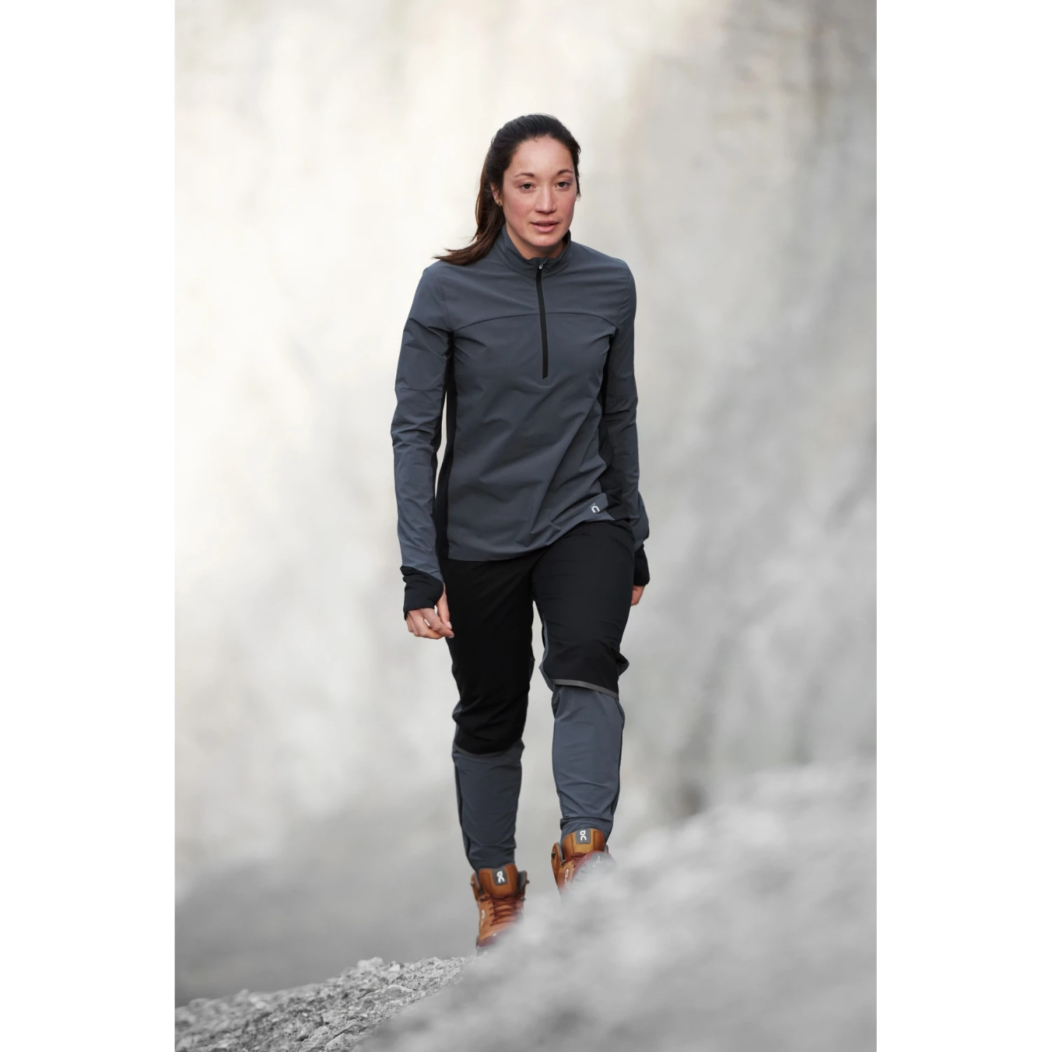 On Running On Trail Breaker Women Long Sleeve Running Shirt - Dark & Black 8 On Running On Trail Breaker Women Long Sleeve Running Shirt - Dark & Black - Image 8